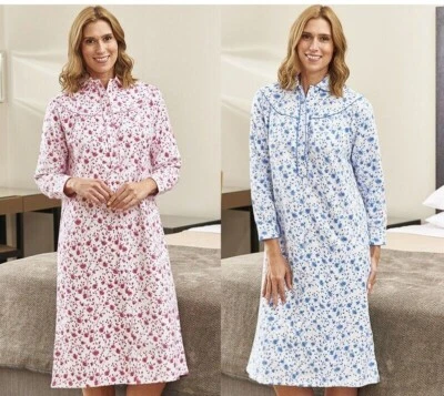 MK-ONESTOPSHOP Ladies Champion Blue Sea Wincyette Brushed 100% Cotton Nightie Night Dress 12-26