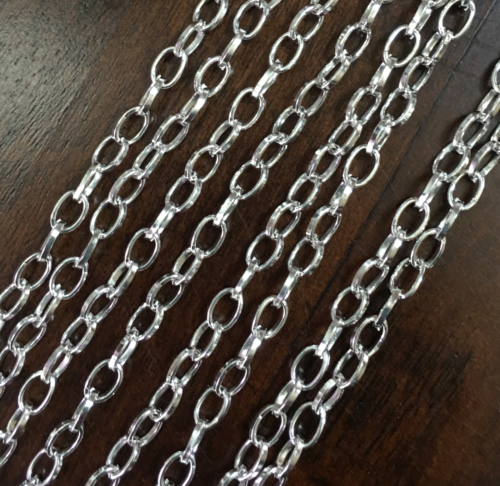 10 piedi catena per cavi trafilati placcati in argento 6x3,5 mm, catena argento sfuso - Foto 1 di 4