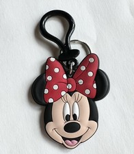 Official Disney Minnie Mouse Rubber Head Backpack Clip Keychain