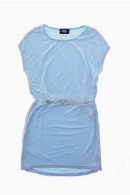 Karl Lagerfeld Kids Contrast Side Bands Solid Color Dress