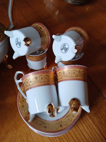 Minature Coffee set Lusterware Venezia Gold Collection Set Of 17 - Picture 4 of 4