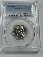 1970-D  Jefferson US Mint NICKEL,   MS65 by PCGS,   a SUPERB looking Coin!!!!