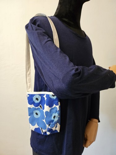 Marimekko unikko Handmade Mini Bag White Blue 000383 - Picture 3 of 13