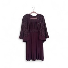 R M Richards Women's Dress Sequined Lace Jacket - Plum size 12/ Chic