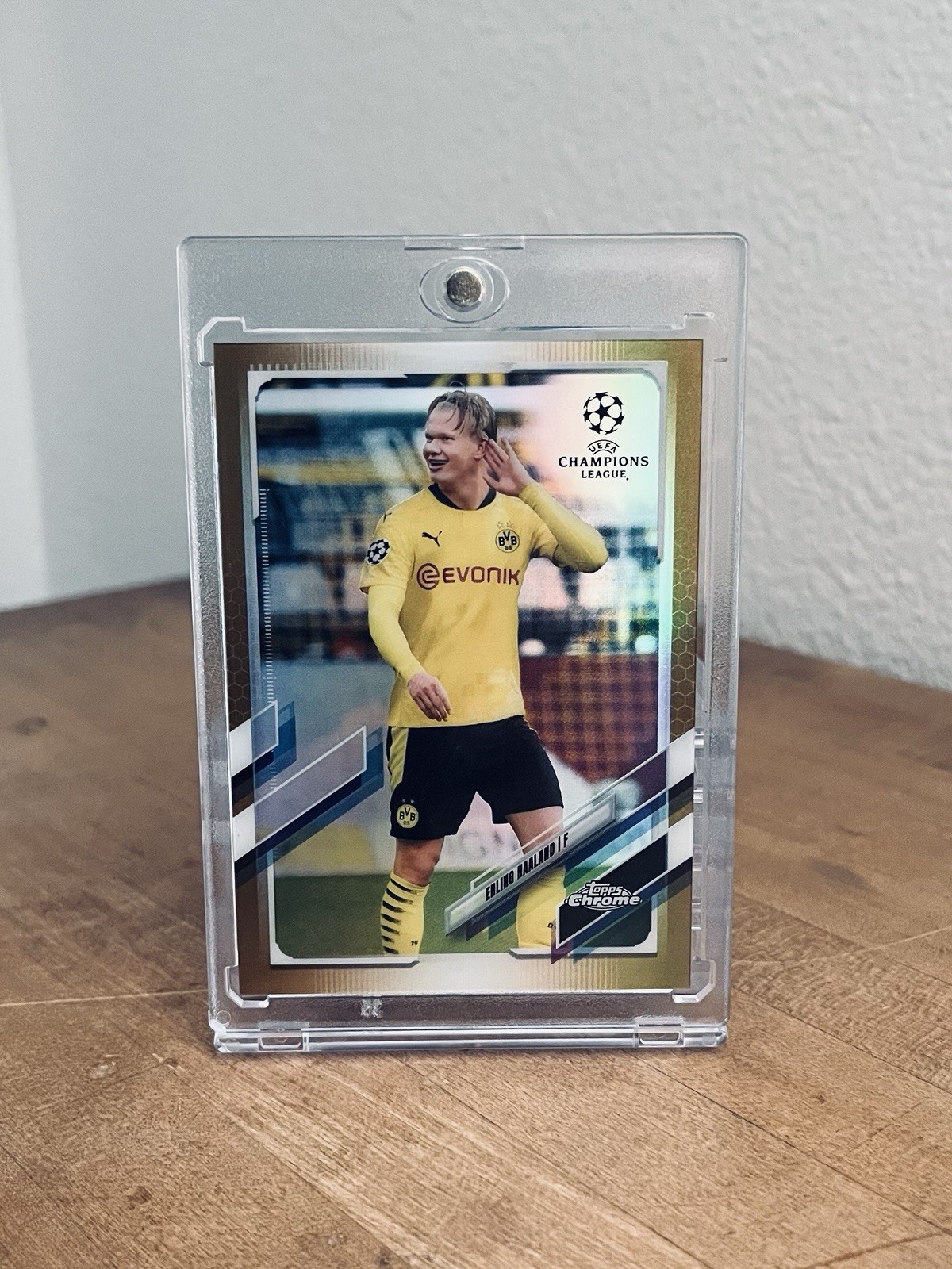 2020-21 Topps Chrome UCL Erling Haaland #49 True Gold Refractor /50 view 7