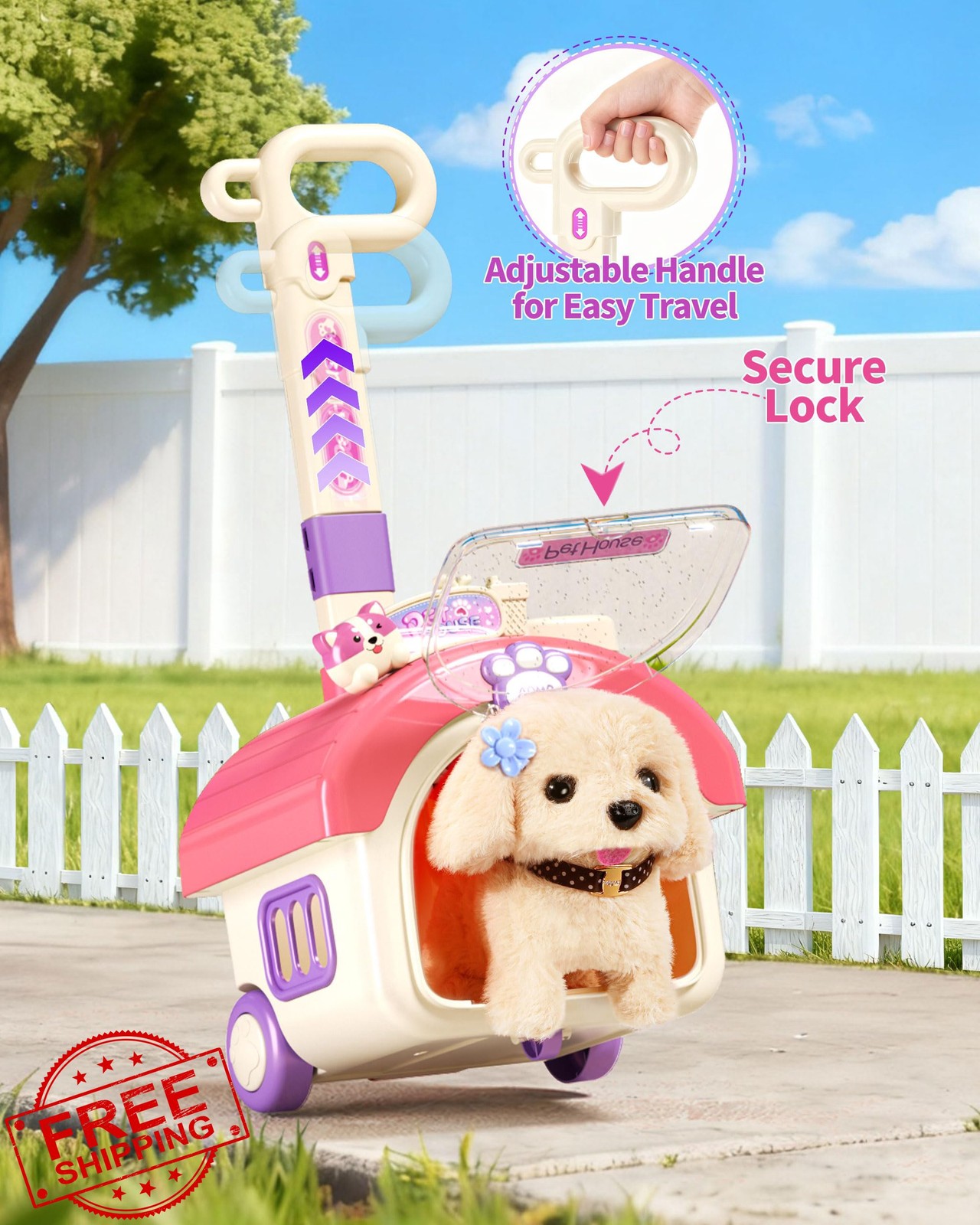 Interactive Puppy Stroller Playset For Girls