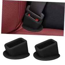 2PCS Seat Belt Buckle Holder, Silicone Car Rear Seatbelt Buckle Booster BLACK