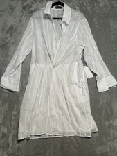 Fashion To Figure Collared Shirt Dress White Sheer Women’s 2 Beachy