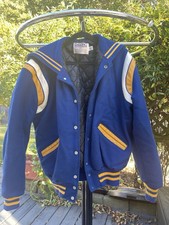 Women’s 80s DeLONG VARSITY Jacket Ousburn Park Size Med Med Made in USA 24x26