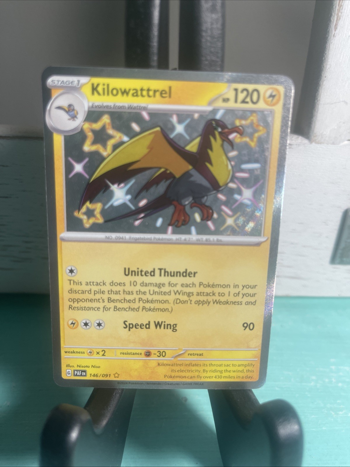 Pokémon Paldean Fates Kilowattrel 146/091 Shiny Holo