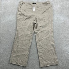 Talbots Linen Pants Womens Size 18WP Wide Leg Flat Front Dress Side Zip NWT