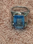 Vintage Silver Ring With Large Blue Stone Size 5