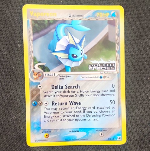 Vaporeon 18/113 Delta Species Reverse Holo 2005 EX Delta Species STAMPED English