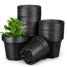 Nursery Pots Plastic Plant Pot with Drainage for Seedlings Black 110 Packs
