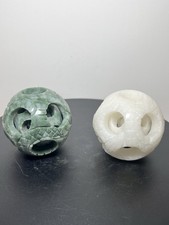 Jade 2 Piece 3-layer Puzzle Sphere Set - See Description & Pics For More Details