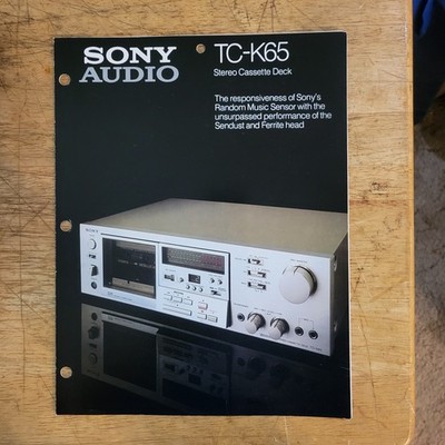 Vintage Sony Audio TC K65 Stereo Cassette Deck Brochure Spec Sheet 1980's