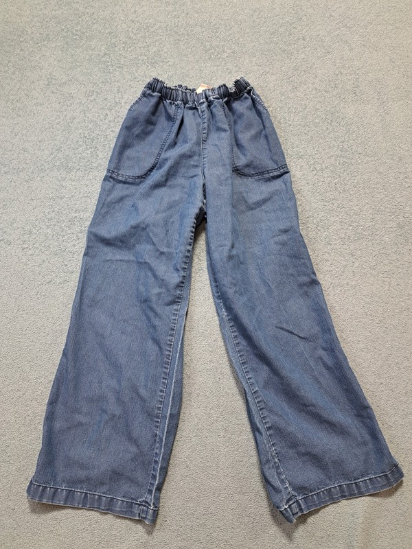 White Stag Wide Leg Elastic Waist Blue Denim Jeans Youth Size XL Flat Front