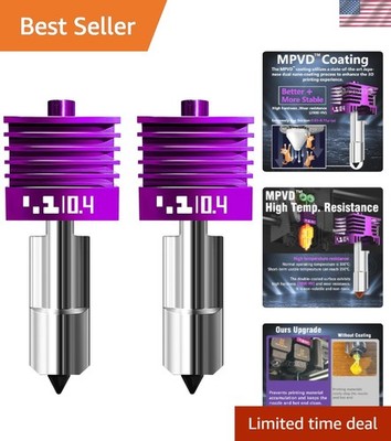 2 Pcs Upgraded 0.4mm H2D/H2S/H2C/X2D/P2S Hotend with Anti-Stick MPVD Coating ...