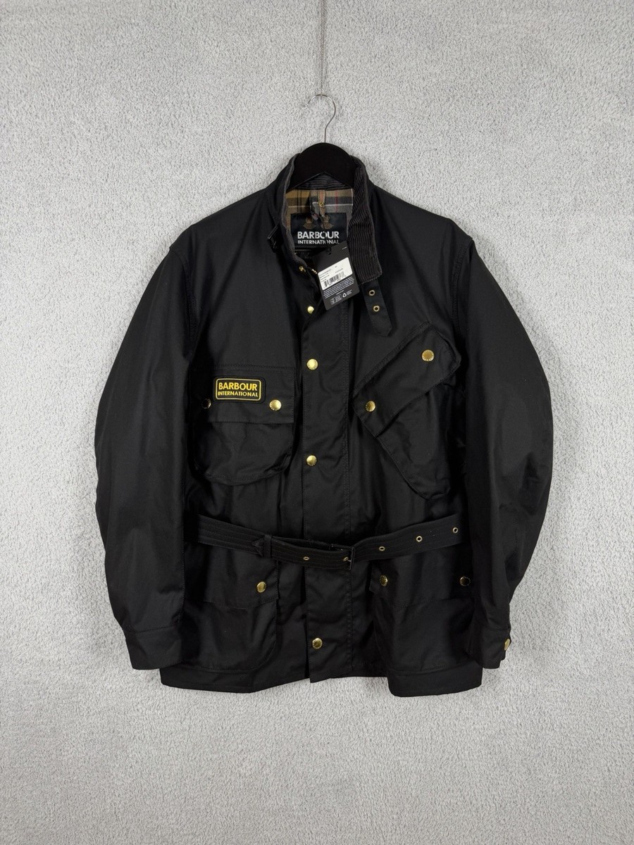 NWT Mens Barbour International Wax Cotton Black Jacket Men's Size