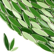 Ceramic Mosaic Tiles 200g Colorful Petal Leafy Vein DIY Craft Art Set Green Mix