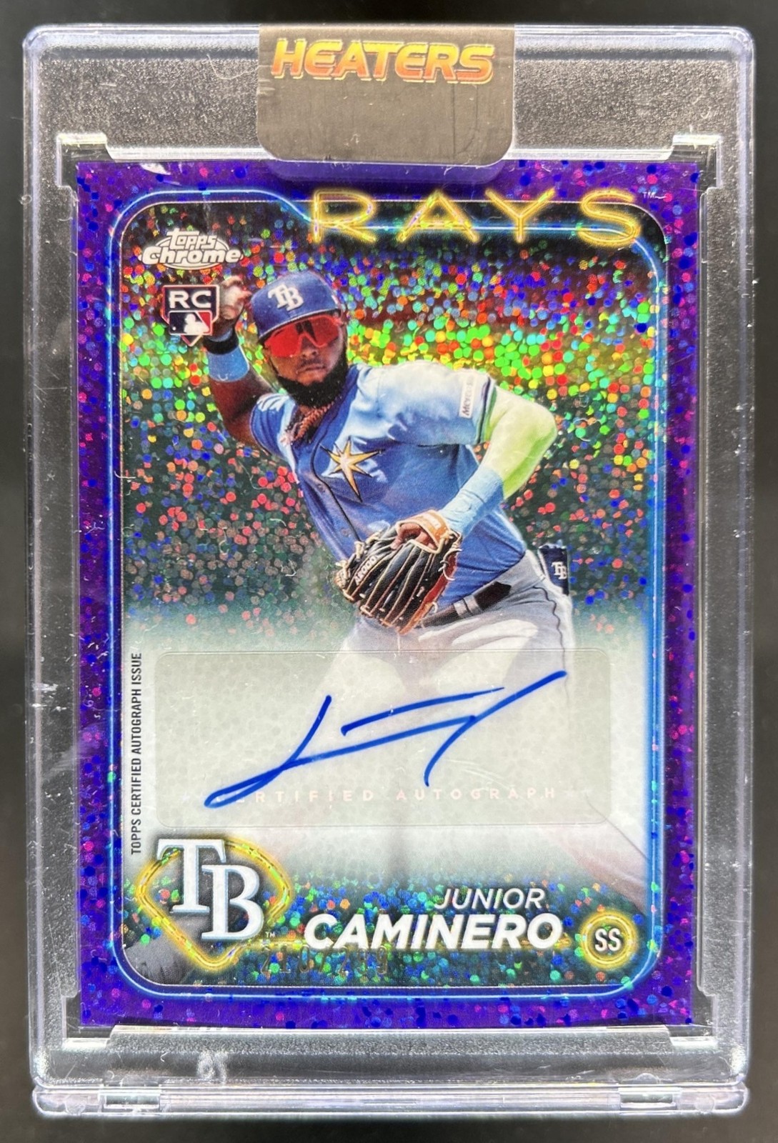 2024 Topps Chrome Update Junior Caminero Auto RC Purple Speckle Refractor #/299