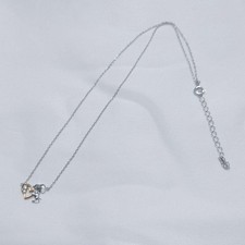 Snoopy Open Heart Necklace Silver Adjustable Chain Used