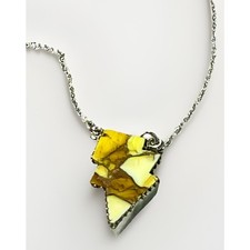 Lightning Bolt Necklace 925 Sterling Silver Honey Dahlia Turquoise Pendant