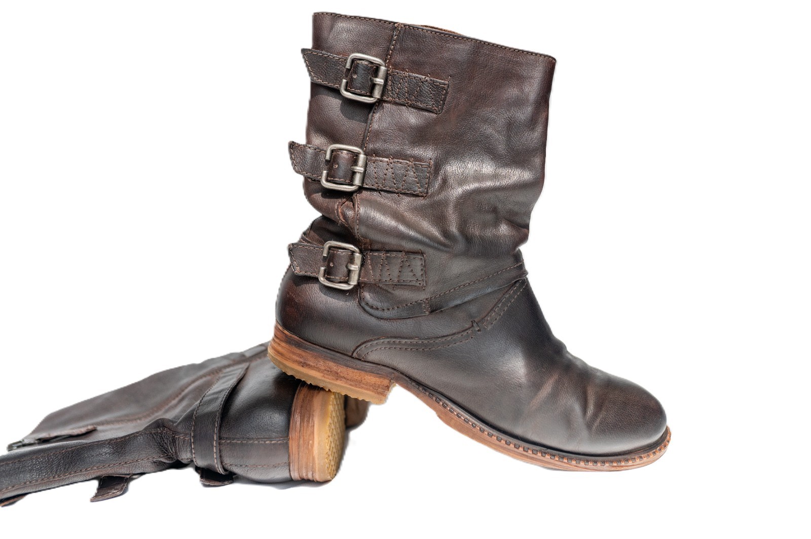 Airstep Boots Womens Biker Ankle Brown Leather Size: 8.0 US | 39 EU | 6.0 UK