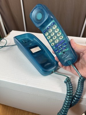 Southern Telecom Blue Translucent Phone Corded TC-501, Trimline, Landline Works