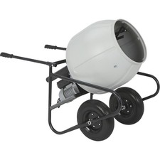 Klutch Electric Cement Mixer, 3.5 Cu. Ft. Poly Drum, 1/2 HP, 120V Electric