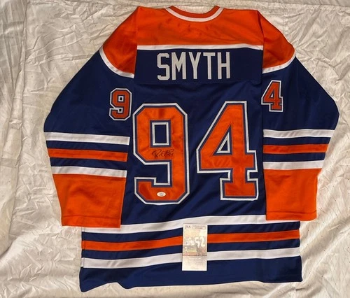 Autographed/Signed Ryan Smyth Edmonton Blue Hockey Jersey JSA COA XL
