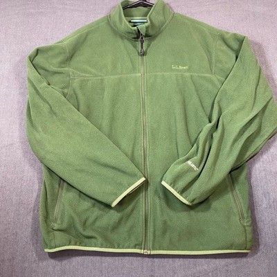 L.L. Bean Polartec Full-Zip Green Fleece Jacket With Mesh Lining Mens size LG