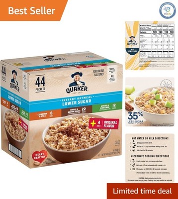 Nutritious 44 Count Lower Sugar Oatmeal - Whole Grain, Fiber-rich Flavors