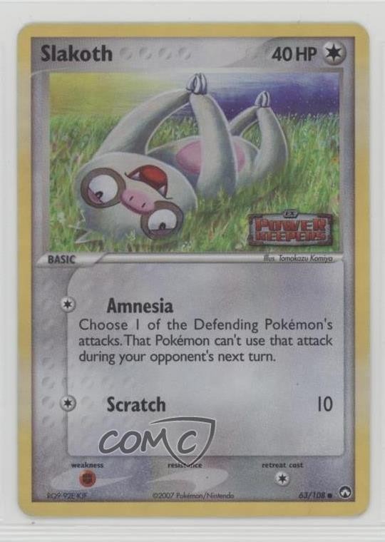 Slakoth Reverse Foil Pokemon EX Power Keepers #63 2007