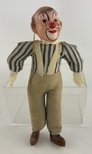 Antique Celluloid Clown w/ Cloth Body  Hanging Loop Japan 7.75"