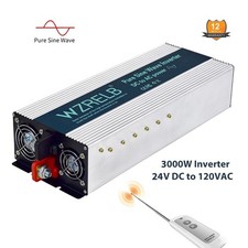WZRELB 3000W 24VDC to 120VAC Pure Sine Wave Power Inverter RV car remote solar