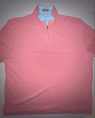 Johnston & Murphy  1/4 Zip Sweater 2XL Pink Long Sleeve Comfort  Pockets