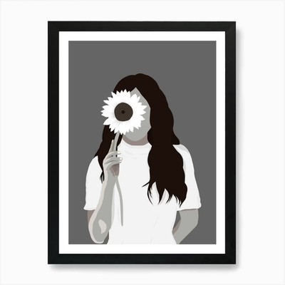 Portrait eines Mädchens mit einer Sonnenblume gerahmtes Wandbild Poster Leinwanddruck Bild
