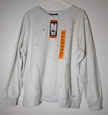 NEW Soft Embroidered Flowers Gloria Vanderbilt XXL Gray Crewneck Sweatshirt