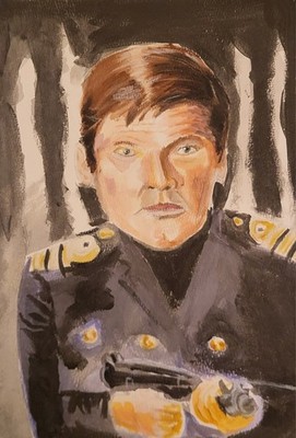 Druck von Roger Moore Aquarell Portrait James Bond A4