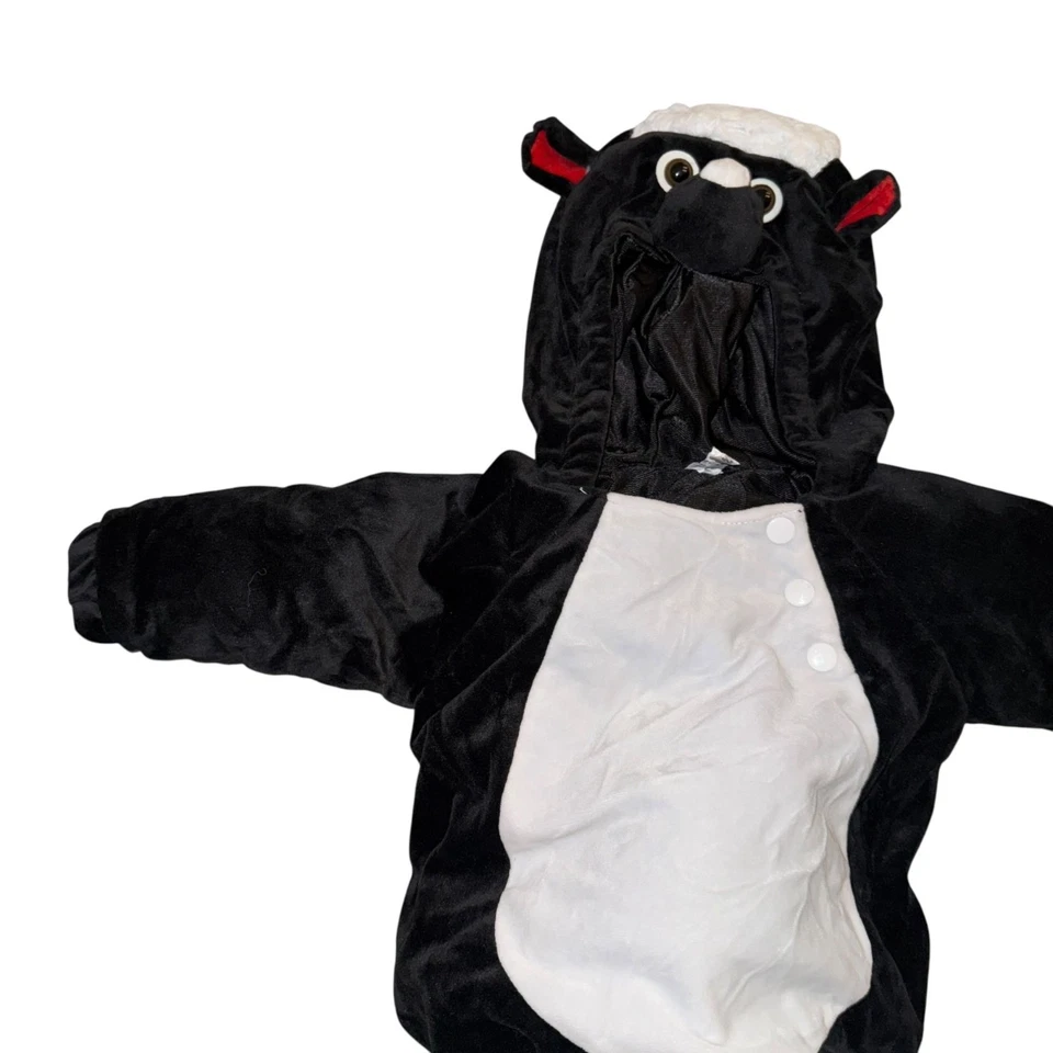Baby Skunk Costume Unisex Boys Girls 12-18 Months Black White Faux Fur Tail - Image 2 of 4