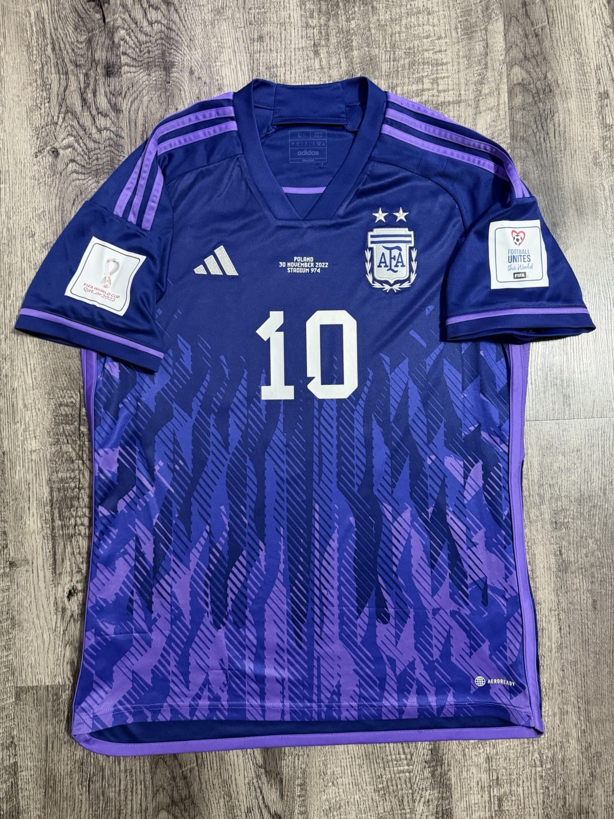 Leo Messi Argentina Adidas Away Jersey 2022 World Cup Sz Large HF2159