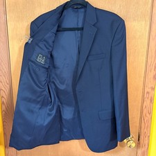 Jos A Bank Traveler's Collection Navy Blue Wool Blazer Tailored Fit 39R