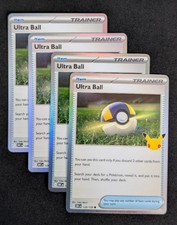 4x Ultra Ball 128/128 30th Anniversary Celebration Pokemon TCG Playset X4 NM
