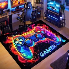 Gaming Rug for Boys Room - Purple Gamer Area Rug for Boys Bedroom Game 59 x 39