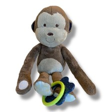Carter  s Brown MONKEY Plush Baby Rattle 2013 Teether Toy Stuffed Animal Blue