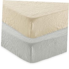 Muslin for Boys Girls, 2 Pack 100 Cotton Crib Sheets Oat Milk  Light Gray