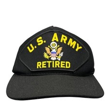 Vintage Military US Army Retired Hat Mens Adjustable Made In USA Black 90s