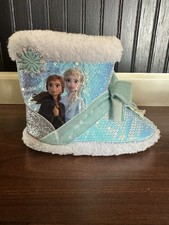 Disney Frozen 2 Elsa  Anna Sequin Toddler Girls Slipper Bootie SZ 9-10 Blue