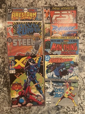 8 Comics- X FORCE, Steel, Silver Surfer, Fire Storm, Ravage, Man Thing, PSI
